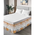 thumbnail image 4 of Fall Pumpkin Bed Skirt Queen Size 18 Inch Drop, Thanksgiving Sunflower Maple Leaf Wood Grain Wrap Around Dust Ruffle Bedskirts, Wrinkle & Fade Resistant Easy Fit Bedskirt with Adjustable Elastic, 4 of 8