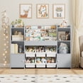 thumbnail image 3 of Hiphuta Kids Bookcase Toy Storage Organizer, Wooden Toy Chest for Kids with 6 Removable Toy Boxes, Kids Storage Bookshelf for Bedroom Playroom, Gray, 3 of 9