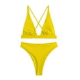 thumbnail image 6 of Women High Waisted Thong Bikini Sets Sexy Brazilian Triangle Top Deep V Neck Beach Swim, 6 of 6