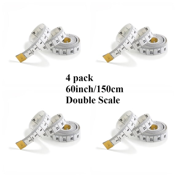 HOHAHO 4 pack Soft Flexible Tape Measure, Vinyl Fiber Glass ,Double Scale, 60inch/150cm,for Sewing Tailor Weight Loss Medical Body Measurement