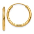 thumbnail image 1 of 14k Yellow Gold Round Endless 2mm Hoop Earrings, 1 of 8