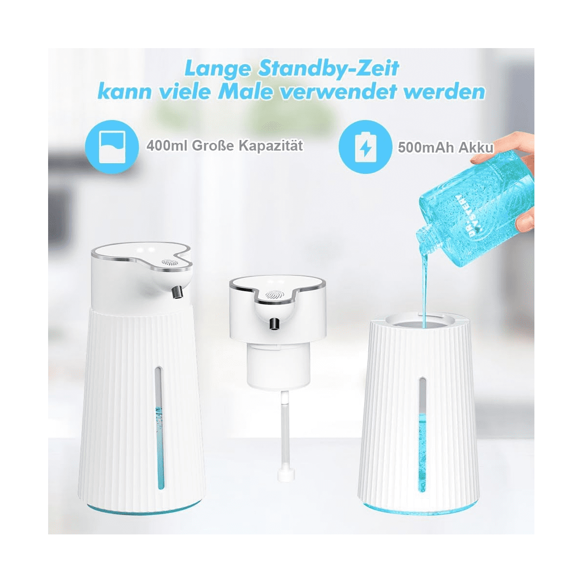 Automatic Soap Dispenser, Automatic Wall Mount Soap Dispenser, 400Ml USB Rechargeable Electric Soap Dispenser