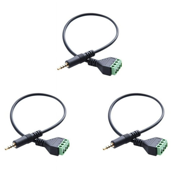 3X 3.5mm Screw Terminal Adapter Speaker Cable 4-Core Stereo TRRS Male Hole to AV 4 Screw Terminal Balun Connector Cable