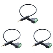 3X 3.5mm Screw Terminal Adapter Speaker Cable 4-Core Stereo TRRS Male Hole to AV 4 Screw Terminal Balun Connector Cable,3 x Adapter cable,Black
