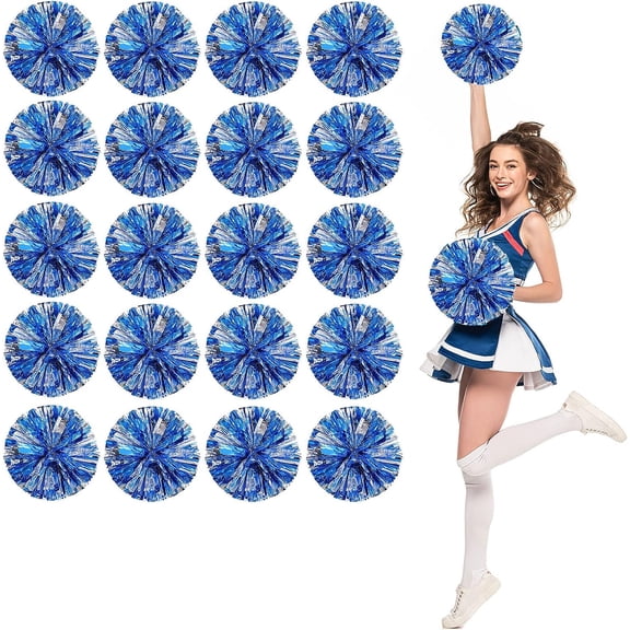 LINLIN 20 PCS Cheerleading Poms, Cheerleader Pompoms Hand Flowers,for Dancing, Cheerleading, Sports Parties Metallic Foil Pompoms