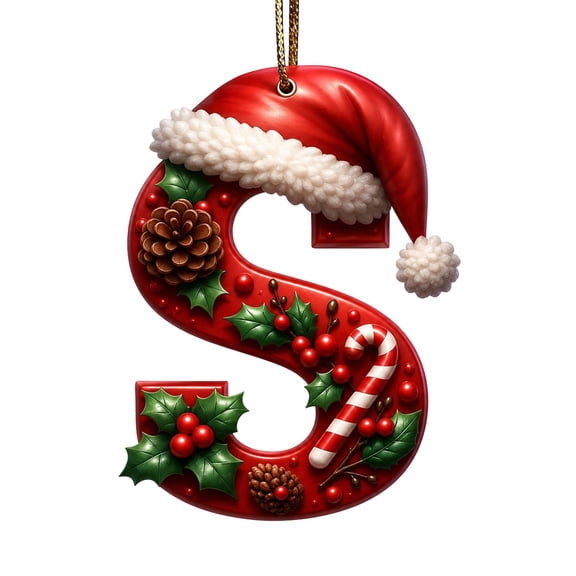Qjidjing 1Pc Christmas Initial Letter Ornaments, Acrylic Personalized Letter Hanging Pendants, DIY Trimmings, for Xmas Tree, Winter Holiday Gifts