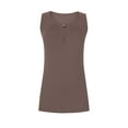 thumbnail image 4 of Jewelreauty Women Tank Tops Summer Casual Keyhole Collar Sleeveless Blouses Tee Solid Color Loose Shirts (L, Brown), 4 of 6