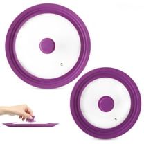 Modern Innovations Universal Lids (Set of 2) Fits 7 to 12-Inch Cookware, Silicone Replacement Pan Lid, Glass Top Covers for Skillets, Pots, Frying Pans, Cast Iron - Lavender