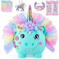 thumbnail image 1 of Unicornio Piggy Bank Play Tailor para niñas con pegatinas de bricolaje, 1 of 7