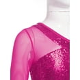 thumbnail image 6 of TiaoBug Kids Girls Sequins Hip Hop Jazz Ballet Dance Outfits One Shoulder Long Sleeve Crop Top with Metallic Pants Set Hot Pink 16, 6 of 7