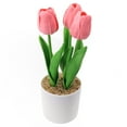 thumbnail image 6 of 1 Pot Artificial Potted Tulips Flowers with Cement Vase Vivid Tulip Flowers Arrangement for Home Office Décor House Decorations 10inch, 6 of 9