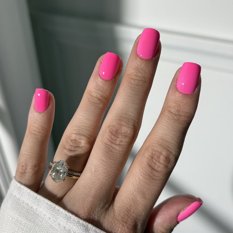 KISS Gel Fantasy Press On Nails, 'Reminder', Pink, Short Squoval