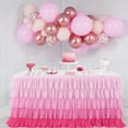 thumbnail image 3 of Table Skirt for Rectangle And Round Table Multi-layer Ruffle Reusable Gradient Rainbow Color Beach Parties Ceremony Birthday Party Decoration Table Skirt-Light Blue,6ft, 3 of 8