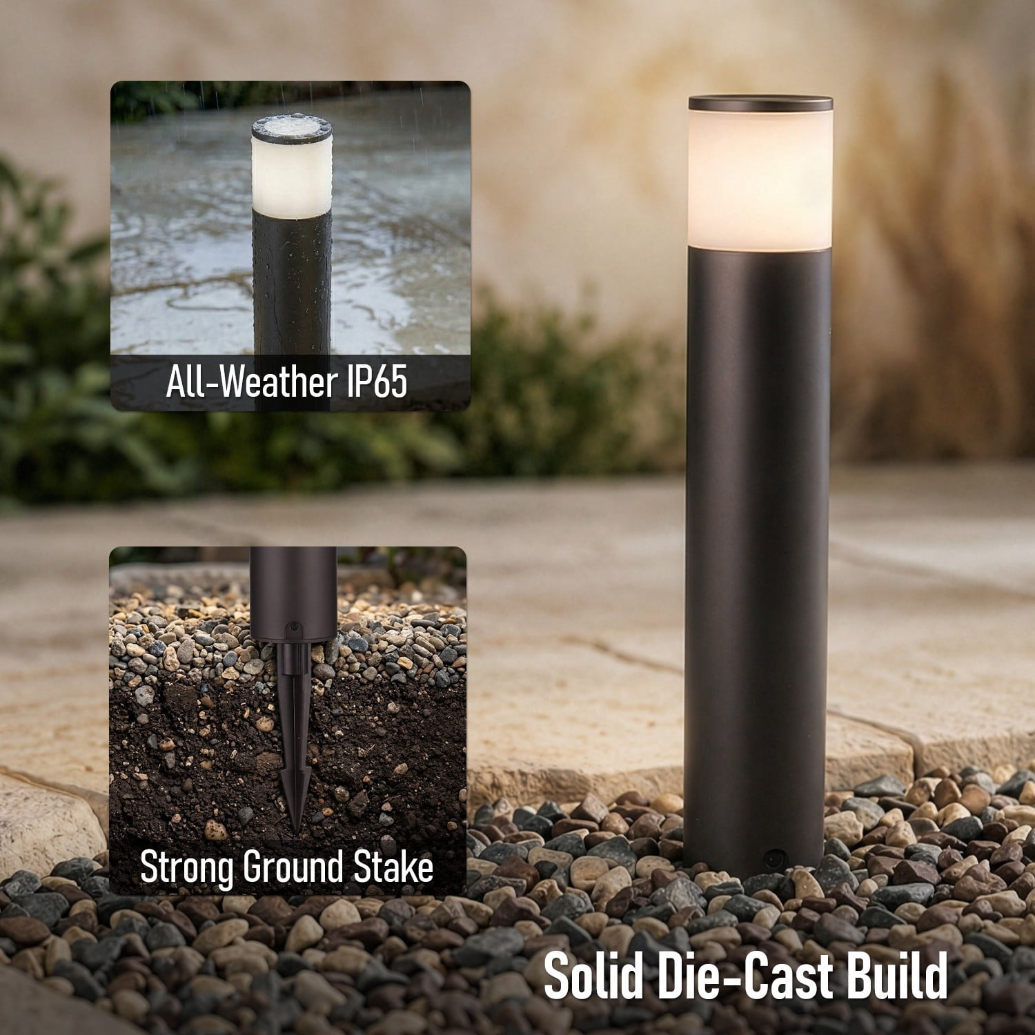 8 Pack 5W Low Voltage 5CCT Bollard Path Light, 360° Glow Pathway Lighting, 12-24V AC/DC Wired Garden Landscape Light, IP65 Waterproof, ETL Listed