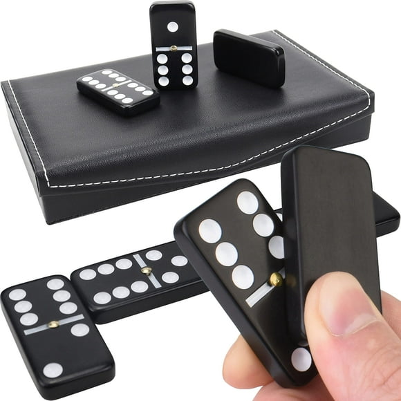 Domino Set Queensell Double Six Standard con funda de piel sintética
