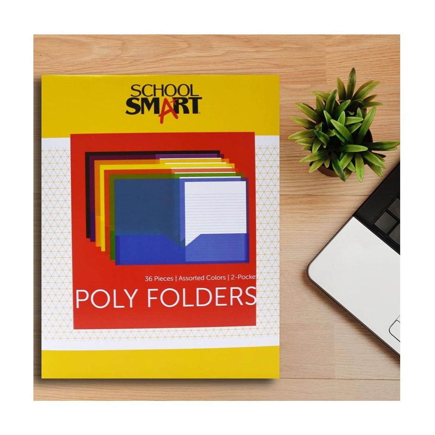 2-Pocket Poly Folders, Assorted Colors, Pack of 36