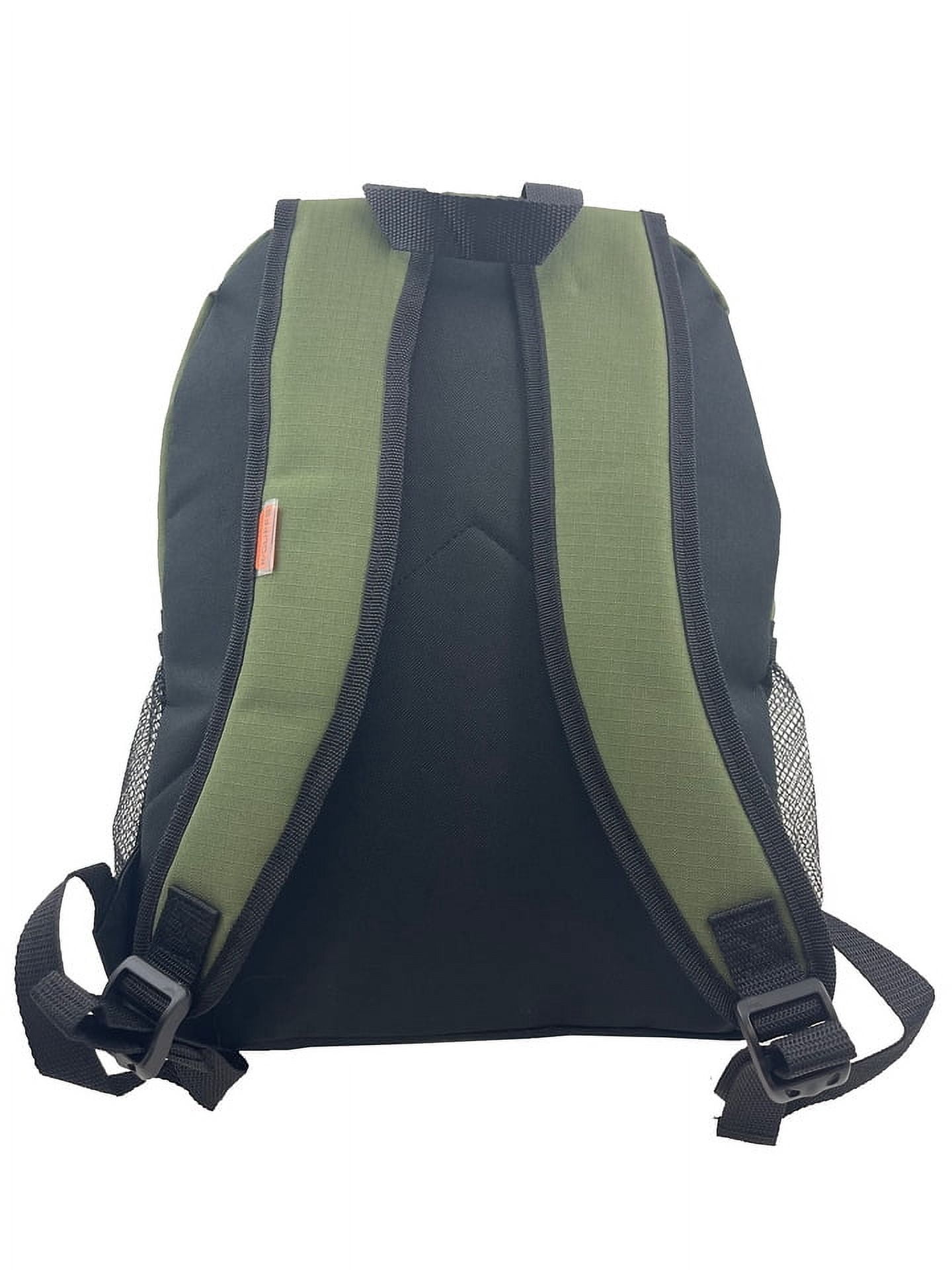 K-Cliffs Unisex 16" Rip-Stop Multi Pocket Backpack School Bag, Olive Green