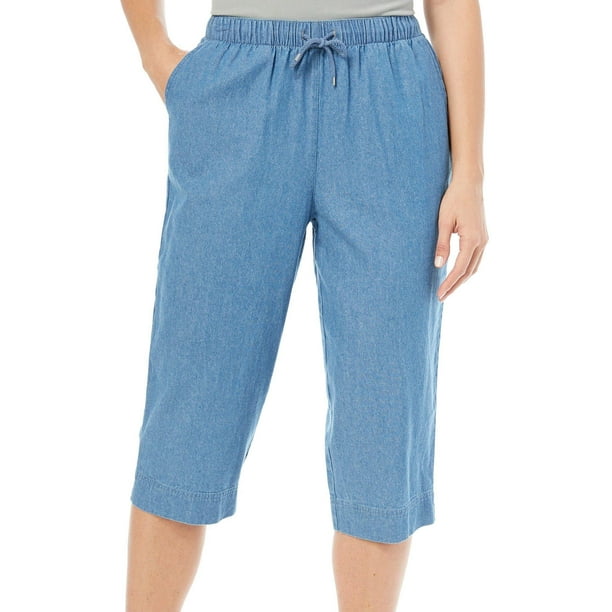 womens cotton pull on capris
