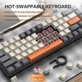 thumbnail image 3 of Teclado mecánico inalámbrico Bluetooth 2025 60%, modo dual, intercambiable en caliente, miniinterruptor rojo de 68 teclas para PC, PS4, Xbox, iPhone y iPad, 3 of 5