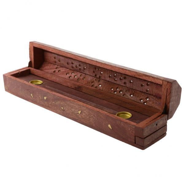 Caja de Almacenamiento Tallada Soledad para Varillas de Incienso y Conos