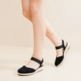 thumbnail image 5 of Women's Platform Wedge Heel Espadrille Sandals - Comfortable Insole Lightweight Rubber Sole, Close-Toe Adjustable Elastic Ankle Strap Slip-On Summer Sandals, 5 of 7