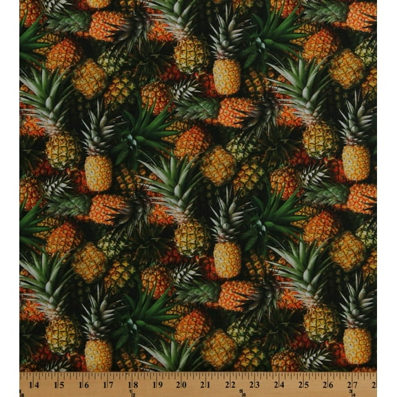 Cotton Pineapples Tropical Fruits Packed Summer Hawaii A La Carte Cotton Fabric Print by the Yard (51895D-X)