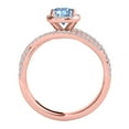 thumbnail image 4 of Mauli Jewels Rings for Women 0.90 Carat Diamond and Cushion Shaped Aqumarine 4-prong 10K Rose Gold, 4 of 7