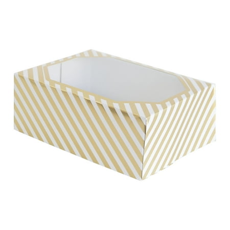 6 Packs: 3 ct. (18 total) Gold & White Striped Treat Boxes by Celebrate It
