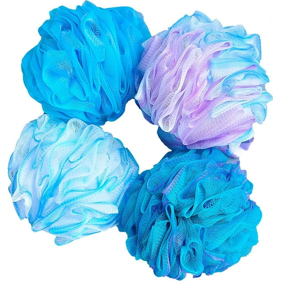 Bath Shower Loofah Sponge 75g/PCS Mesh Pouf Body Shower Scrubber Exfoliating Loofah for Women and Men, Set of 4