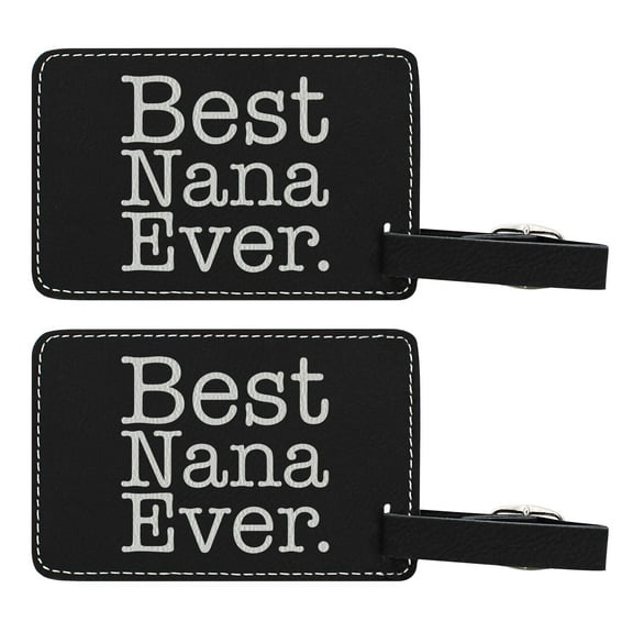 ThisWear sentimental Luggage Tags for Women Best Nana 2-pack Laser Engraved Leatherette Luggage Tags Black
