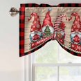 thumbnail image 4 of Christmas Tie Up Valance Curtains for Windows, Kitchen Curtains Window Treatments, Gnomes Poinsettia Wooden Grain Red Black Plaid Short Window Shades Valances for Bedroom Bathroom Cafe 42"x12", 4 of 8