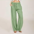 thumbnail image 2 of ZyeKqe Cotton Linen Lounge Pants Low Waisted Drawstring Casual Slacks Straight Wide Leg Casual Flowy Trousers, 2 of 6