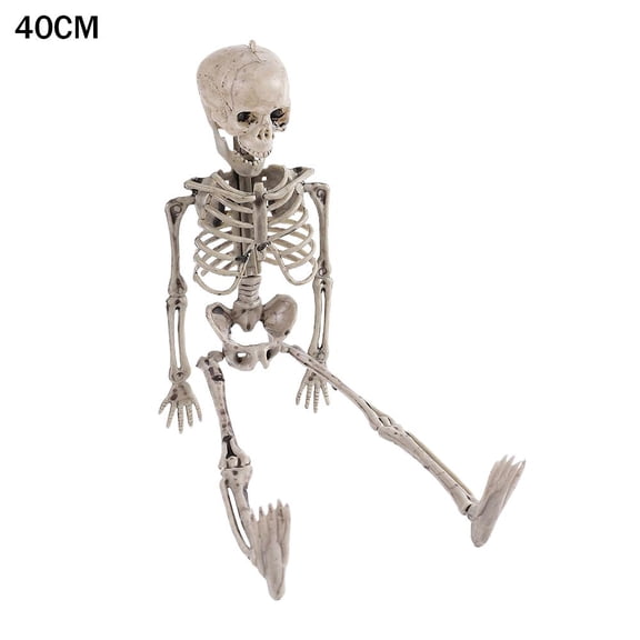 Halloween Skeleton Decoration, Poseable Plastic Skeleton Ornament for Porch Yard Indoor Outdoor Party Decor, Hanging Spooky Skeleton Prop