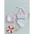 thumbnail image 2 of aturustex 0 6 12 18 24 Months Baby Girl 3pcs Swimsuits Summer Halter Bikini Tops and Beach Shorts Swimming Cap Swimwear, 2 of 9