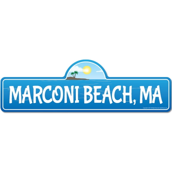 Marconi MA Massachusetts Beach Street Sign | Indoor/Outdoor | Surfer Ocean Lover Décor For Beach House Garages Living Rooms Bedroom | Signmission Personalized Gift