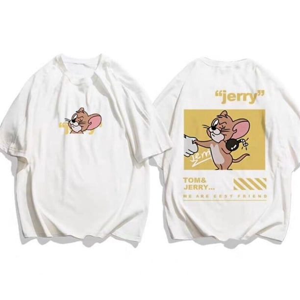 Camiseta negra para mujer, niña y niño, camisa holgada con estampado de dibujos animados, regalo de verano para pareja