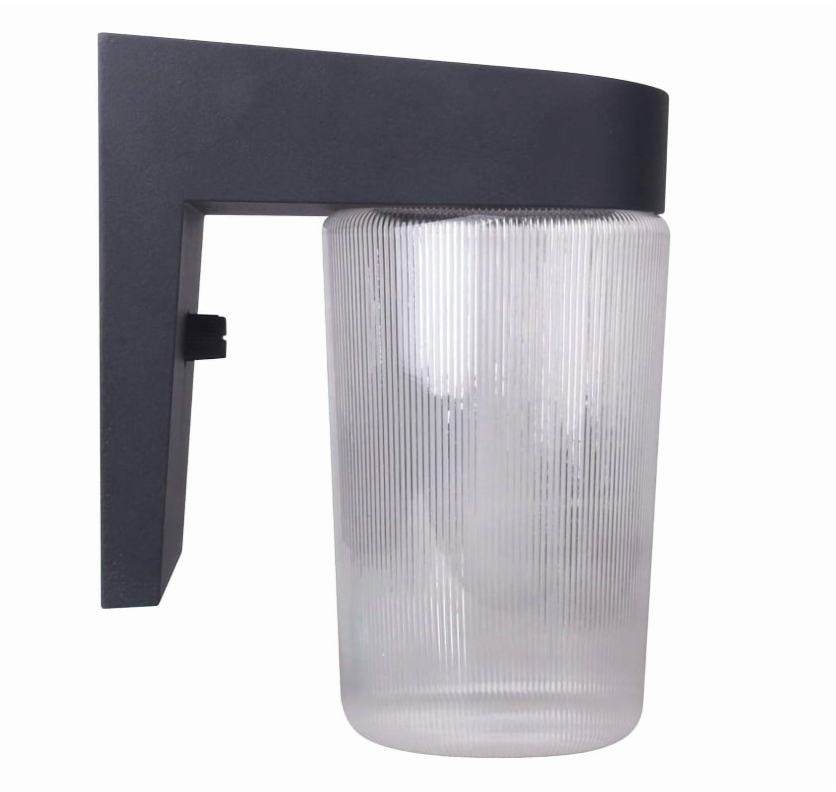 CORAMDEO Outdoor LED Jelly Jar Porch Light, 9.5W LED Replaces 75W Bulb, 800 Lumen, Black Finish - Jelly Jar Light Fixture, Wall Mount Utility, Dust to Dawn, Outdoor Aluminum Lights