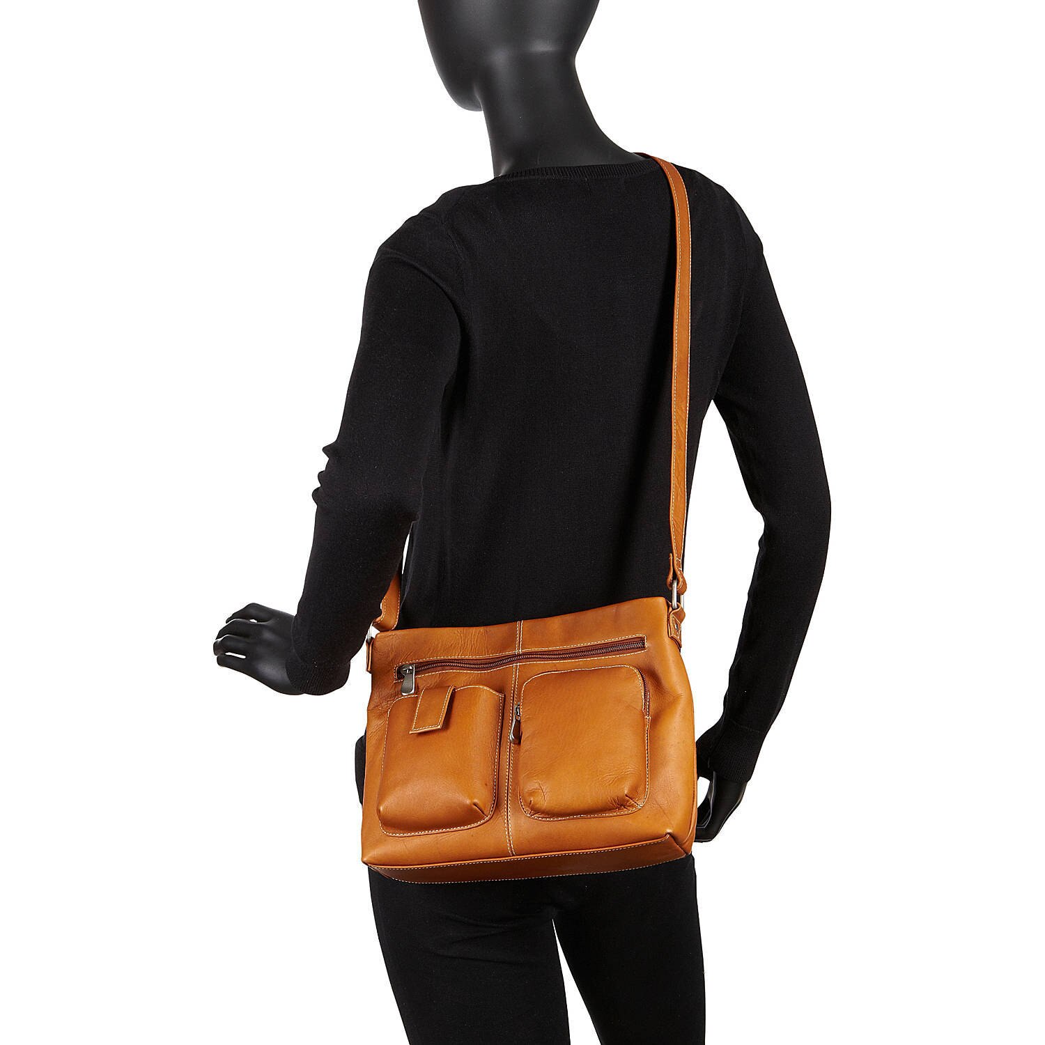 Le Donne Leather Two Pocket Crossbody LD-4054 - image 3 of 5