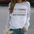 thumbnail image 2 of Mode Décontractée pour Femmes, Couleur Unie, Manches Longues, Imprimé Lettre, Col Rond, Chandail à Capuchon à Fermeture Éclair, Veste Active, Chandails en Molleton pour Femmes, 2 of 5