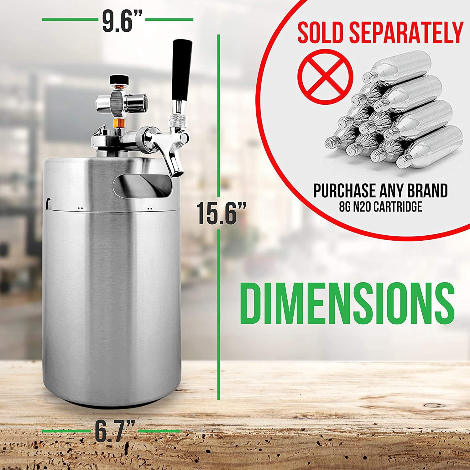 NutriChef Homebrew 128oz Double Walled Mini Keg Beer/Beverage Dispenser