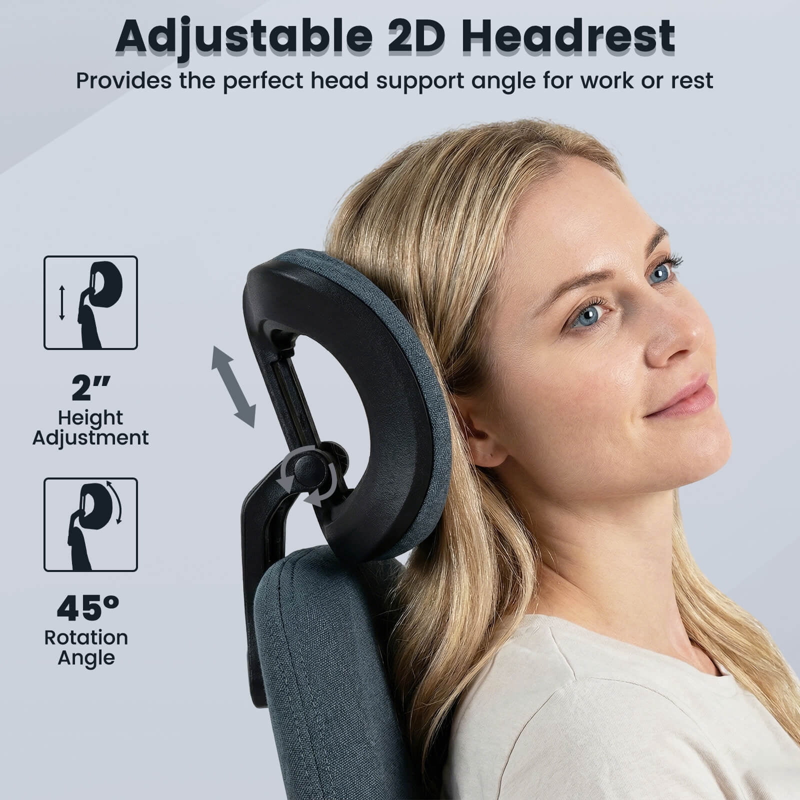 Costway Ergonomic Office Chair with 2D Headrest, Rocking Backrest & Wheels, Gaming Chair Gray & Blue