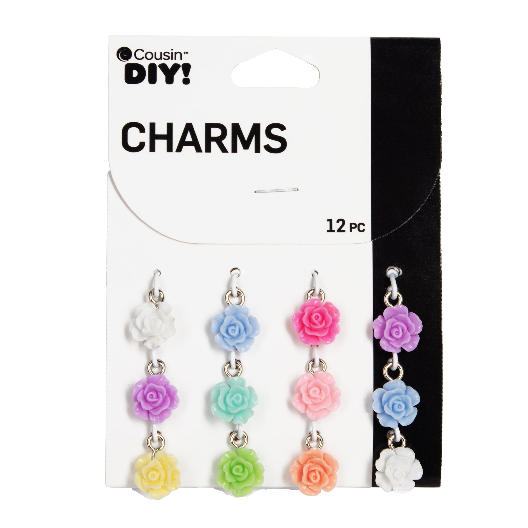 Cousin DIY 12 Piece Acrylic Rosette Charms, Silver Jump Rings, Adult, Model 69995723