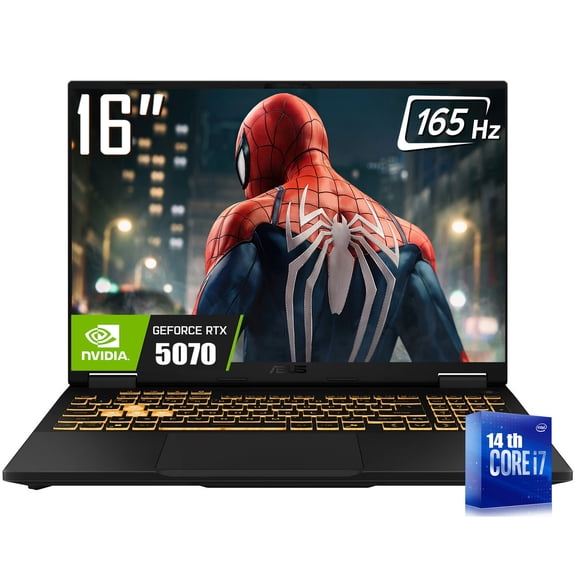 ASUS TUF F16 Gaming Laptop, 16" 1920 x 1200 FHD  165Hz LED Display, Intel Core i7 14650HX, NVIDIA GeForce RTX 5070 8GB GDDR7, RGB Backlit KB, Win11 Home(16GB DDR5 * 1TB SSD)