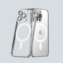 Translucent Case for iPhone 12 Pro Max Compatible with MagSafe Magnetic Wireless Charging Case, Rugged PC Back Metal Frame Shockproof Drop Resistant Cover with Eagle Eye Lens Protector Case,Silver