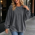 thumbnail image 6 of Lmnyox Ribbed Sweatshirts for Women Loose Crew Neck Oversized Pullover Fashion Casual Sweatshirts, 6 of 7
