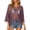 Purple, variant on Women's Plain Fringe Trim Cut Out Sheer Cover Up Boho Scallop Trim 3/4 Sleeve Round Neck Crochet Cover Up Tops Beach Vacation