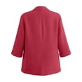 thumbnail image 7 of Hurxie Summer Women’s Linen Blazer Jacket - Lightweight Breathable 3/4 Stretchy Ruched Sleeve Casual Work with Pocket Red,M, 7 of 7