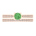thumbnail image 2 of Clara Pucci 14K Rose Gold Round Cut 0.5Ct Simulated Green Diamond Engagement Ring + Matching Band - Luxury Box Included, 2 of 7