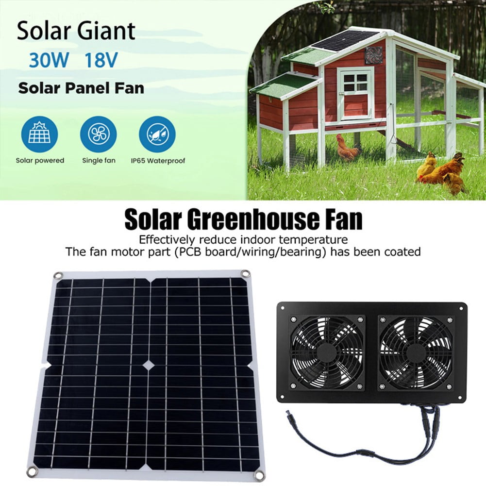 30W Outdoor Solar Exhaust Fan 12V Waterproof Solar Panel Air Extractor Fan For Dog Chicken Coop Rv Greenhouse Fan Power Tools