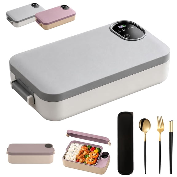 Portable Self-Heating Electric Lunch Box, No Water Needed, 900ml Cordless Electric Lunch Box, 304 Cordless Heated Lunch Box, Adjustable Temp Display, for Office Car Travel